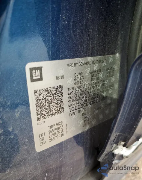 2019 Chevrolet Colorado Lt z USA, uszkodzony, nr VIN 1GCGSCEN3K1113887